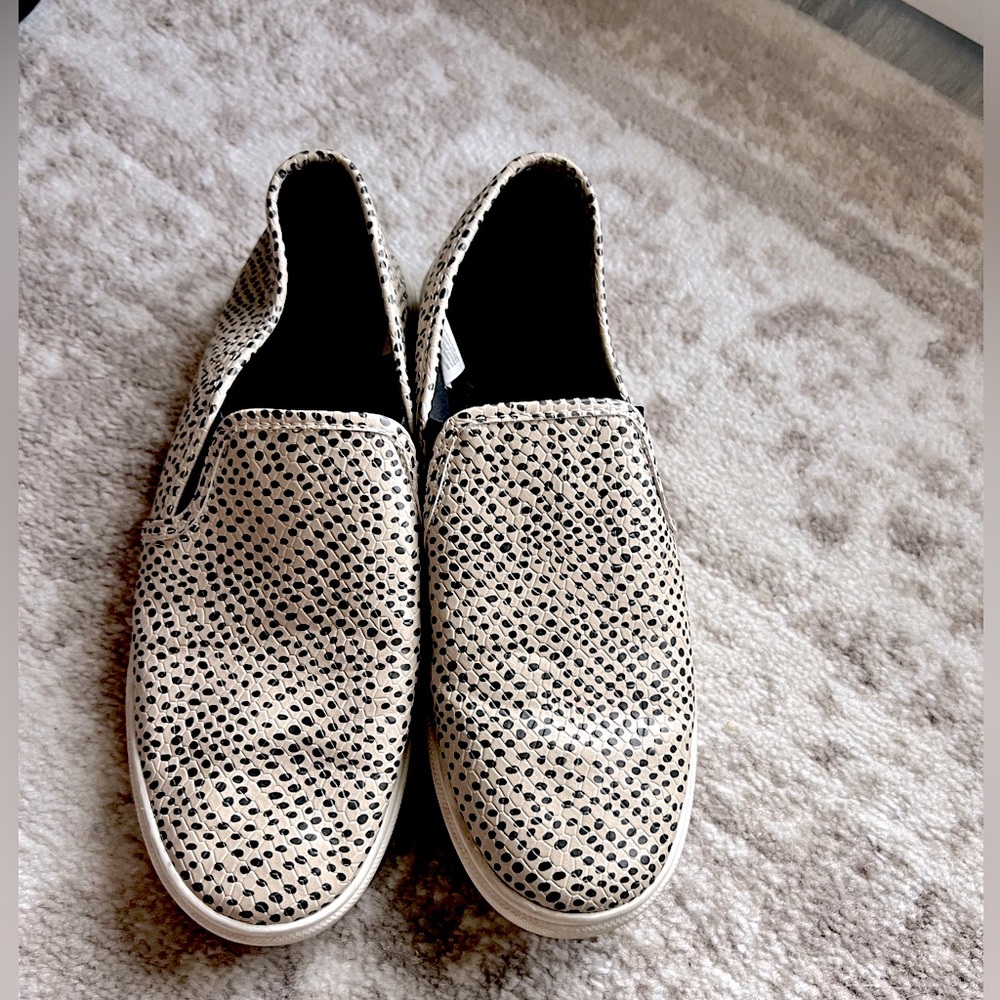 Leopard print slip on womens shoes, size 10